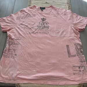Ralph Lauren Jeans Company Pink Logo Crest T Shirt Women’s Sz 1X Y2K